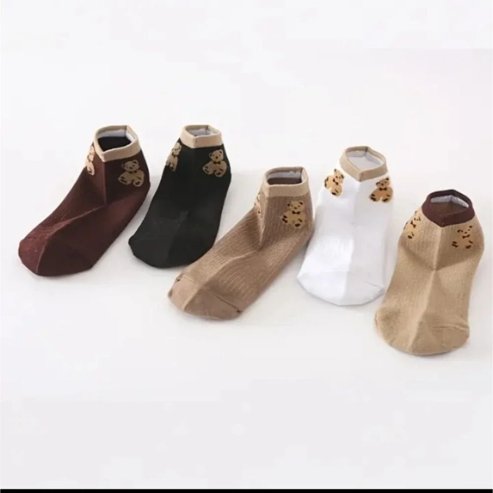 Brown teddy bear ankle socks bundle